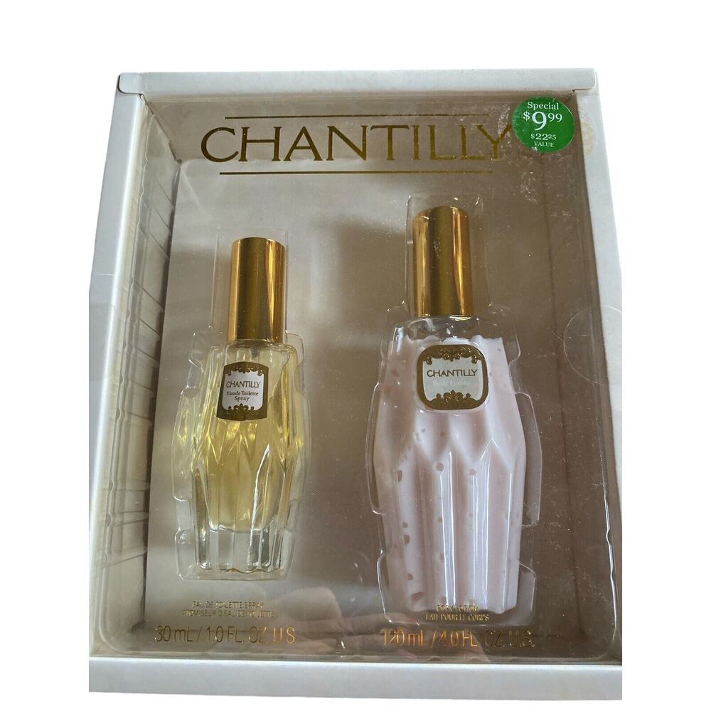 Vintage Chantilly 1oz Perfume 4oz Lotion Gift Set New In Sealed Box
